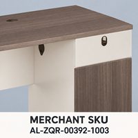 Bureau en bois grainé marron de 1200 mm avec tiroir et rangement, panneaux crème et hauteur fixe pour le travail informatique à domicile