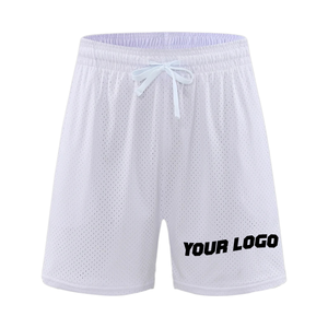 Short en maille avec logo personnalisé short d'entraînement de jogging personnalisé de 5 pouces avec entrejambe double couche en polyester respirant pour hommes avec poches - Product Image 6