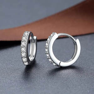 Pendientes de Aro de Plata de Ley 925 100% Auténtica, Pendientes Colgantes Religiosos de Moda, con Rodio, Diamantes y Perlas, en Oro Rosa, Forma Geométrica - Product Image 4