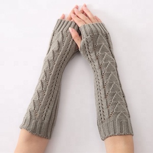 <span class=keywords><strong>Crochet</strong></span> Sans <span class=keywords><strong>Doigts</strong></span> longs Femmes Tricot Manchettes Manches Losange Gants Pouce Trou Mitaines - Product Image 1