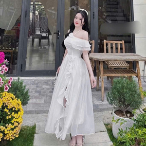 2025 Phụ Nữ Ăn Mặc Đẹp Mùa Hè Hoa Mô Hình Lụa Maxi Dài Giản Dị & Ngọt Ngào Phong Cách Tùy Chỉnh & Có Thể Giặt Tại Giá Cả Hợp Lý - Product Image 5