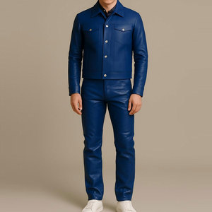 Vente en gros d'ensemble veste et pantalon en cuir pour hommes personnalisés ensemble veste et pantalon en cuir pour hommes personnalisés pour adultes - Product Image 1