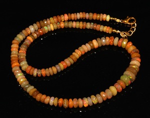 Collier d'opale éthiopienne prêt à expédier 87.90 carats perles de rondelle à facettes naturelles de grande taille - Product Image 5