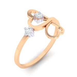 แหวนทองคำแท้ 14K รูปหัวใจ ประดับเพชรแท้ 2 เม็ด คุณภาพ IJ-SI น้ำหนัก 0.07 กะรัต - Product Image 2