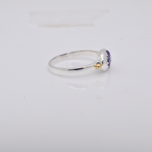 Anillo de Plata de Ley 925 con Amatista para Mujer, Joyería de Boda con Anillo de Flor y 4 Amatistas, Estilo Moderno - Product Image 3