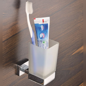 ที่วางแก้วน้ำในห้องน้ำแบบขายส่ง ทำจากแก้วฝ้าพร้อมฐานยึดสแตนเลส สำหรับการใช้งานเชิงพาณิชย์ - Product Image 2