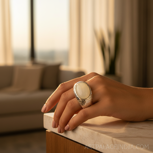 Vintage Trendy Women's Stainless Steel Cabochon <b>Ring</b> 18K Plating Statement Inlay <b>Finger</b> Jewelry Gift <b>Ring</b> - Product Image 2