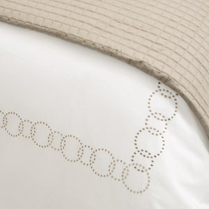 Bán Buôn Tùy Chỉnh 100% Bộ Đồ Giường Bông Bộ Thêu Vàng Dot Vòng Tròn Chuỗi Duvet Cover Và Vỏ Gối Cho Nhà Khách Sạn Đám Cưới - Product Image 4