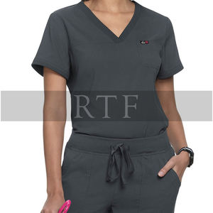 Super élégant unisexe gommage haut à manches courtes mode hôpital uniforme 100% coton extensible gommages personnalisable par Raw to Fine - Product Image 3