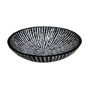 Exquisite Look Luxury Handmade Mother Of Pearl Inlay Decorative Table Fruit Bowls Salad Food Storage Kitchen Decor From Vietnam