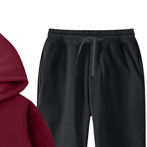 Unisex Maroon <b>Black</b> Tracksuit Set Fleece <b>Hoodie</b> Jogger Two Piece Streetwear Custom Logo Warm Winter High Quality OEM Wholesale - Product Image 3