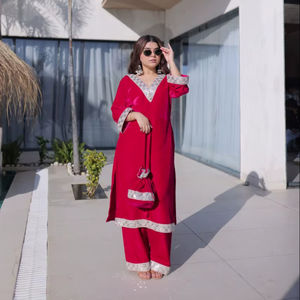 Traje de Terciopelo para Fiesta con Bordado, Vestido Tradicional Completamente Cosido con Hermoso Color para Usar en Todas las Temporadas - Product Image 1