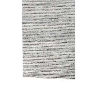 Alfombra de Lana Hecha a Mano Contour Blue, Alfombra Clásica a Rayas de Viscosa para Sala de Estar, Alfombra Rectangular con Patrón de Diamantes para Pasillo Hwl-365 - Product Image 4