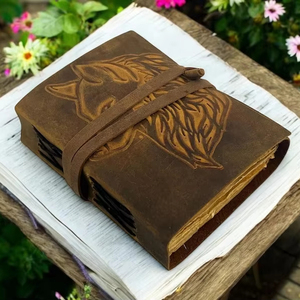 400 páginas-Grimoire Fox diario de cuero en relieve libro de hechizos en blanco de sombras diario de papel Vintage hecho a mano para regalos - Product Image 5