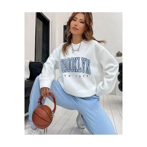 Girocollo da donna Brooklyn stampato a tre fili in tessuto sudore - Product Image 2