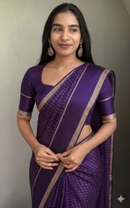 Premium Non-Printed Linen Border Georgette Silk <b>Saree</b> for Women Indian Clothing in Stock - Product Image 4