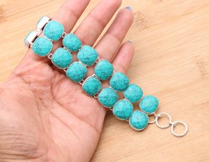 Turquoise 925 <b>Sterling</b> <b>Silver</b> Adjustable <b>Bracelet</b> Handmade Gemstone Jewelry Women Fashion Gift - Product Image 1