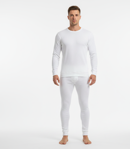 Cold Season Wear <b>White</b> Men <b>Thermal</b> Suit Full <b>Sleeve</b> Soft Warm Breathable Fabric Designed for Winter Living - Product Image 3