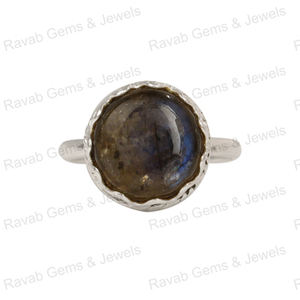 Anillo de bodas de plata de ley 925 más vendido para mujer, ajuste de garra Floral hecho a mano, 12mm, labradorita Natural sólida, azul suave - Product Image 4