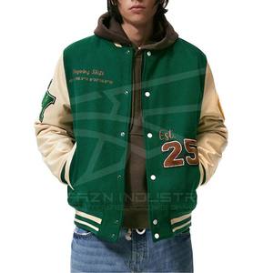 Chaqueta universitaria de invierno con estilo para hombre, chaqueta de bombardero con mangas de cuero y cuerpo de lana, ropa informal para uso al aire libre, chaquetas para hombre - Product Image 2