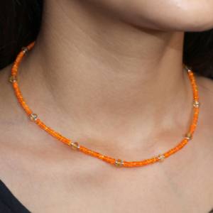 Collar con cuentas de citrino naranja natural para mujer en plata de ley 925 tamaño 18 en aniversario | Regalo de boda - Product Image 3