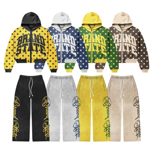 Custom Designer 400 Gsm Y2k Vintage Sun Faded Survêtement Streetwear Ensemble de survêtements à ourlet brut lavé de haute qualité - Product Image 1