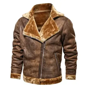 Neue echte Schaffellleder Herren B3 Bomberjacke individueller Stil Shearlingjacke Herren individuelle Aviator-Lederjacke