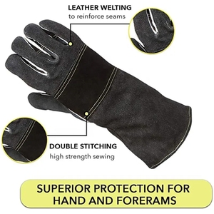 Guantes de soldadura de seguridad para manos Guantes de barbacoa de cuero dividido de vaca con resistencia al calor - Product Image 4