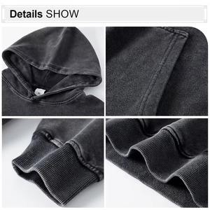 Sudadera con capucha personalizada para hombre, ropa de calle Vintage, alta calidad, peso pesado, azul, lavado con ácido, Sol desteñido, recortada, cremallera, talla XL, capucha bordada - Product Image 3