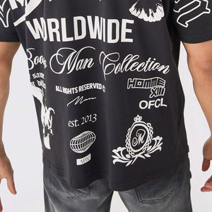 เสื้อยืดโอเวอร์ไซส์ผู้ชาย คุณภาพสูง ผ้าฝ้าย 100% ขายส่ง รับทำโลโก้ ดีไซน์ใหม่ สไตล์วินเทจ ไซส์ใหญ่ แฟชั่น ลายตัวอักษร - Product Image 6