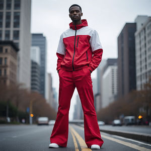 Conjunto de pantalones acampanados y chaqueta cortavientos personalizados para hombre, chándal ligero, traje de dos piezas para deportes al aire libre o ropa informal - Product Image 5