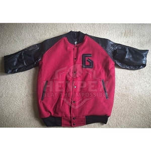 Chaqueta de béisbol Varsity Letterman para hombre en negro gris estilo de calle de invierno con mangas de cuero con cuello levantado venta Pakistán - Product Image 6