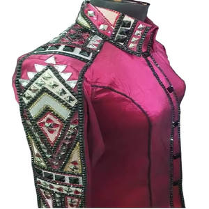 Tissu de performance en cristal personnalisable Chemise de compétition de chevaux sur mesure pour femmes OEM de vêtements d'équitation western - Product Image 4