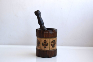Mortero y Maja Okhli de madera rústica de Tradebyd, trituradora de especias hecha a mano para cocinar - Product Image 3
