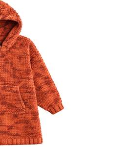 Robe pull en tricot à capuche orange rouille pour femmes Pull en crochet épais Longue ligne Hiver Chaud Casual Streetwear Top pour femmes Mode - Product Image 3