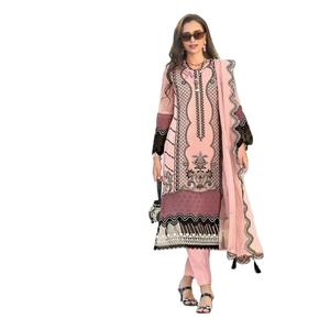 Nueva colección de organza suave con trabajo de bordado de fantasía con encaje GPO y conjunto Kurtis de seda pesada para la venta en línea - Product Image 1