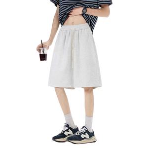 อเมริกันไวบ์ ไฮสตรีทกางเกงขาสั้นกีฬาผ้าถักสีทึบเรียบง่ายระบายอากาศได้ดีผู้ชายฤดูร้อนเอวสูงเยาวชนยอดนิยมลำลอง - Product Image 3