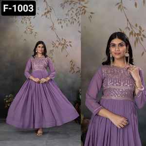 Vêtements ethniques indiens fausse georgette avec broderie Zari paillettes fonctionnent avec robe de créateur de haute qualité vêtements de luxe pour femmes - Product Image 6