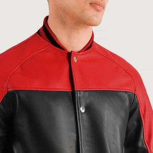 Chaqueta Universitaria Negra Roja de Lana/Viscosa, Corte Ajustado, Estilo Urbano, Cuello Redondo, Impermeable, Transpirable, Ecológica, de Secado Rápido - Product Image 5