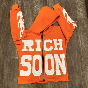 2025 hommes haute qualité pleine fermeture éclair graphique à capuche hommes Streetwear personnalisé broderie logo pièce à capuche - Product Image 1