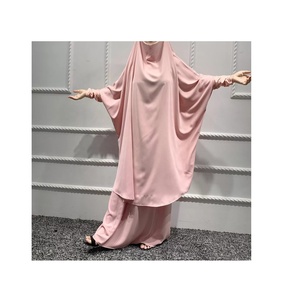Ensembles de jilbab 2 pièces gratuits pour adultes Tenues de prière islamique modestes Jupe longue Khimar Hijab Dubaï Abaya de style turc pour musulman - Product Image 4