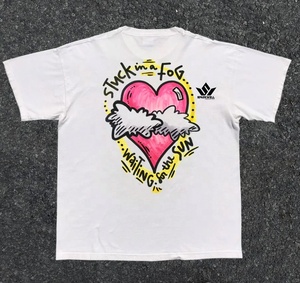 Men's <b>White</b> Heart Graphic T-Shirt Short Sleeve O-Neck Cotton Jersey Regular Fit Casual Printed <b>Tee</b> - Product Image 2