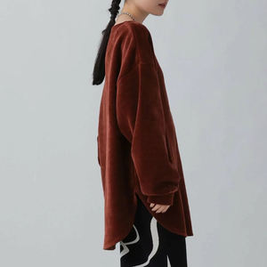 OEM Corduroy Fabric <b>Women</b> Winter Oversized <b>Sweatshirt</b> / Custom Front Print Crew Neck <b>Women's</b> Streetwear Trending <b>Long</b> <b>Sweatshirt</b> - Product Image 5