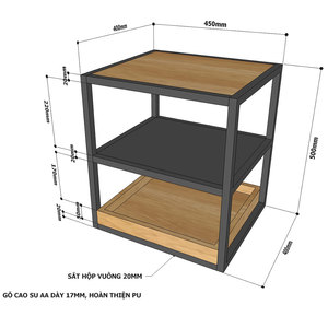3-Tier Standing Type <b>Bedside</b> <b>Shelf</b> with Iron Frame Rubberwood Material for Home Storage and Spice Organization TDG68031 - Product Image 4