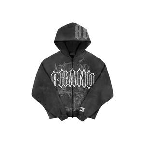 2025 personalizado último diseño Venta caliente Vintage pesado hombres ácido lavado ropa serigrafía sudaderas con capucha en blanco - Product Image 1