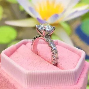 Bague de fiançailles en moissanite TISHYA DIAMOND 4CT, argent sterling, style vintage, sertie à griffes, pour mariage, anniversaire, cadeau de fête - Product Image 3