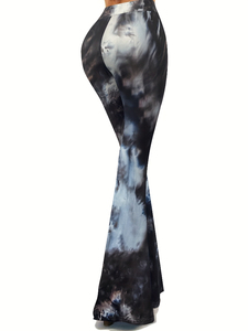 Pantalon large évasé à imprimé tie-dye pour femmes pantalon slim décontracté taille haute avec tenue Streetwear de printemps de Style plat devant - Product Image 3