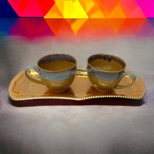 Top Seller Luxury Fashion Ceramic <b>Coffee</b> Tea <b>Cup</b> With Gold Plated Metal Tray for Home Restaurant <b>and</b> Gifting - Product Image 4