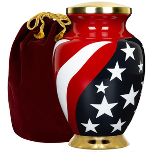 Urnas de cremación de la bandera americana, urnas de Metal funerario modernas de cerámica, Ángel, mármol, latón, vidrio de aluminio, único - Product Image 1
