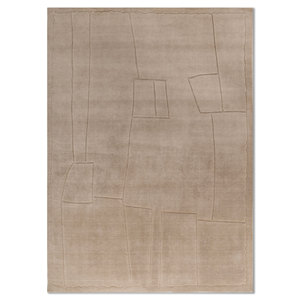 Alfombra de Lana Tejida a Mano Tesoro Beige y Marrón, Tamaño Grande, Diseño Abstracto, Estilo Boho, para Entrada, Pasillo, Modelo Hwl-494 - Product Image 1